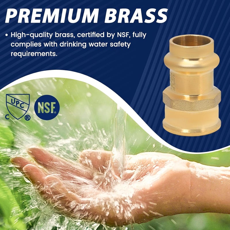 Abbiemo 10PCS 1/2 inch Propress x 1/2 inch NPT Female Adapter Pressure Copper Fitting ProPress Connect to Female NPT Pipe Lead-Free - Image 3